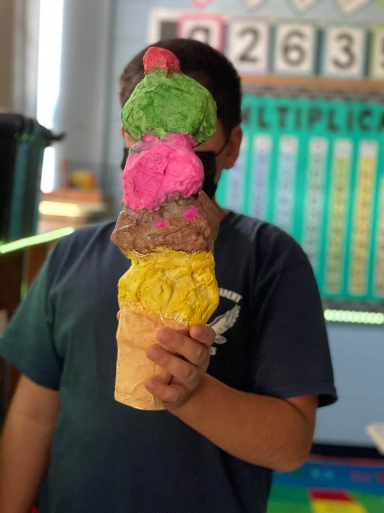 image of paper maché ice cream cones