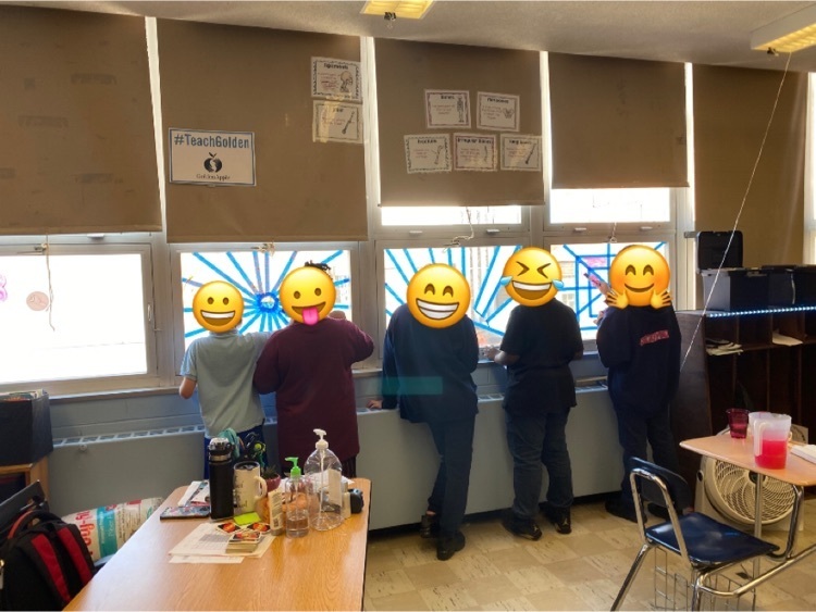 106 brought a little color to the classroom by designing and painting our own DIY stained glass 
